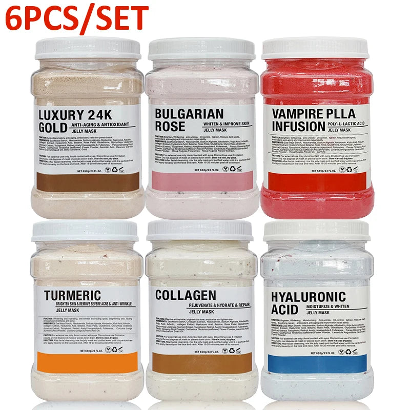 **6PCS Professional Jelly Face Mask Set – 650g Hydrating Facial Skincare Masks**