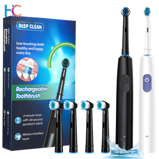 **Smart Rotating Electric Toothbrush – 5 Modes, 4 Brush Heads & Rechargeable Design**