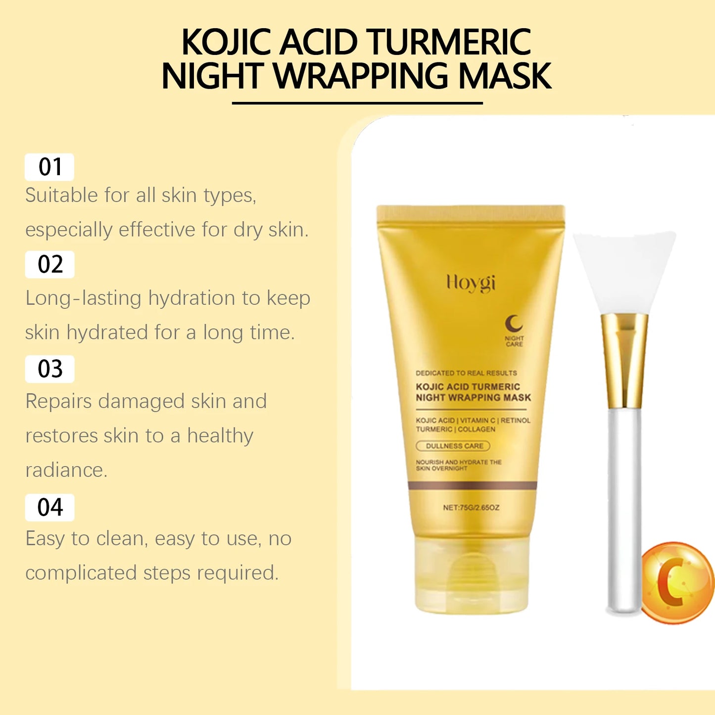 **Collagen Peel-Off Face Mask – Kojic Acid & Turmeric Overnight Glow Treatment**