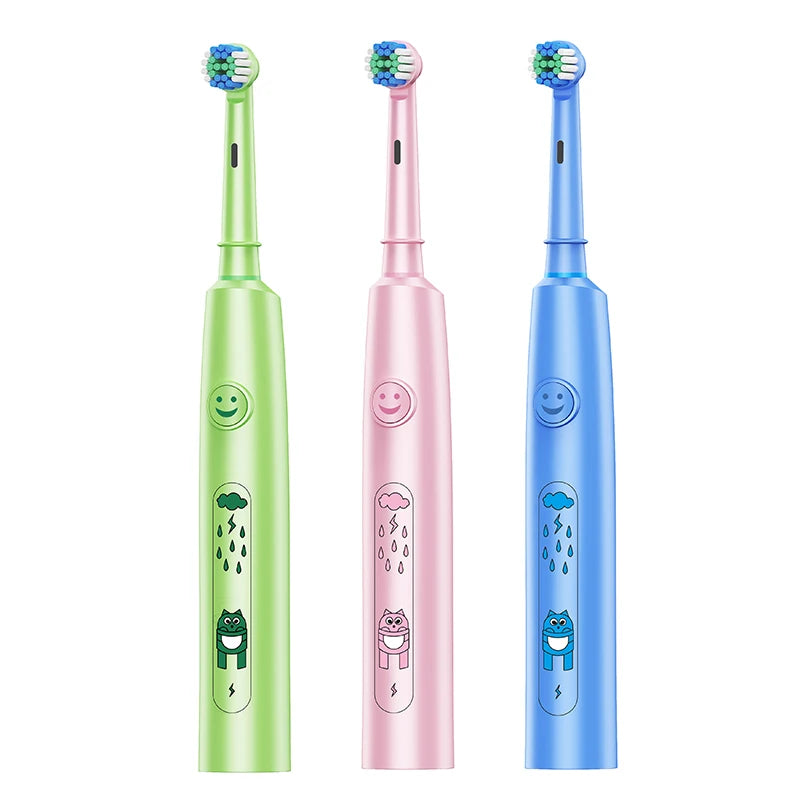 **Kids Sonic Electric Toothbrush – Cartoon Design with Soft Round Head & Gentle Cleaning**