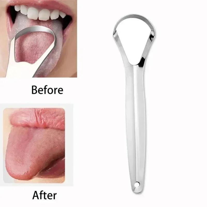 **Stainless Steel Tongue Scraper – Portable Tongue Cleaner for Daily Oral Care**