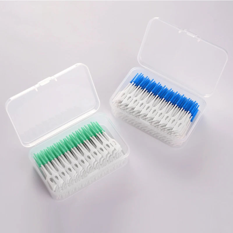 **200PCS Interdental Silicone Brushes – Dental Floss Picks for Deep Oral Cleaning**