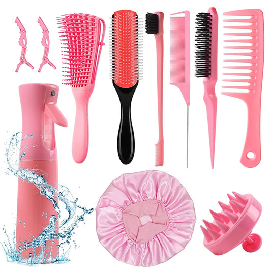 **11PCS Hair Brush Set – Detangling, Scalp Massage & Styling Kit**