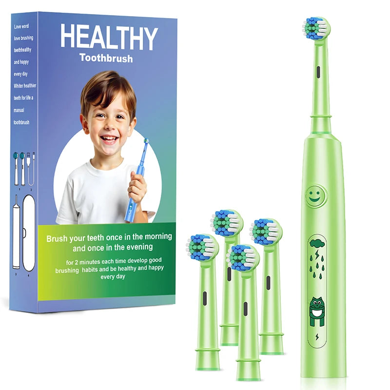 **Kids Sonic Electric Toothbrush – Cartoon Design with Soft Round Head & Gentle Cleaning**