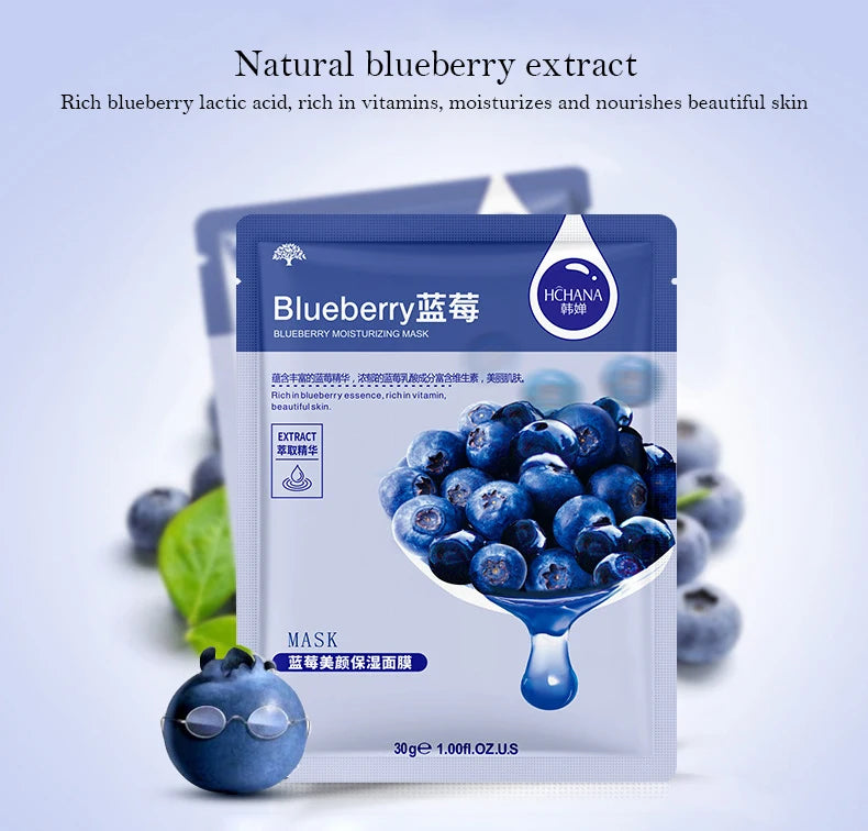 **30PCS Fresh Fruit Facial Masks – Hydrating & Firming Skincare**