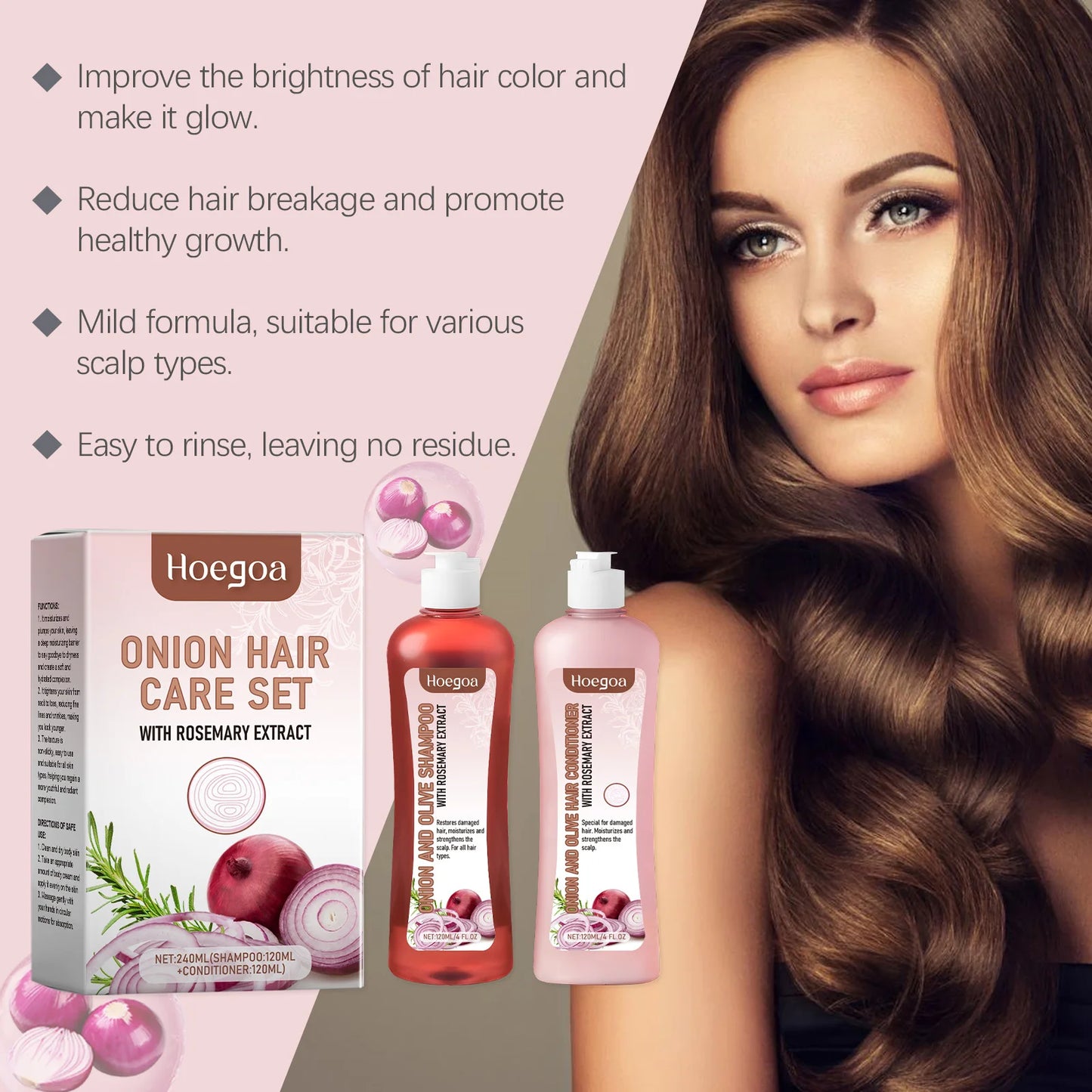 **Rosemary Onion Hair Care Set – Strengthening Shampoo & Conditioner**