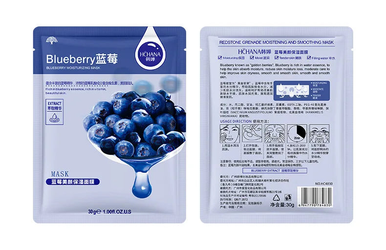**30PCS Fresh Fruit Facial Masks – Hydrating & Firming Skincare**
