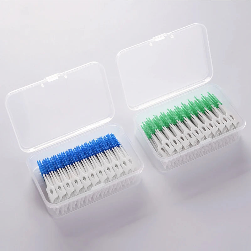 **200PCS Interdental Silicone Brushes – Dental Floss Picks for Deep Oral Cleaning**