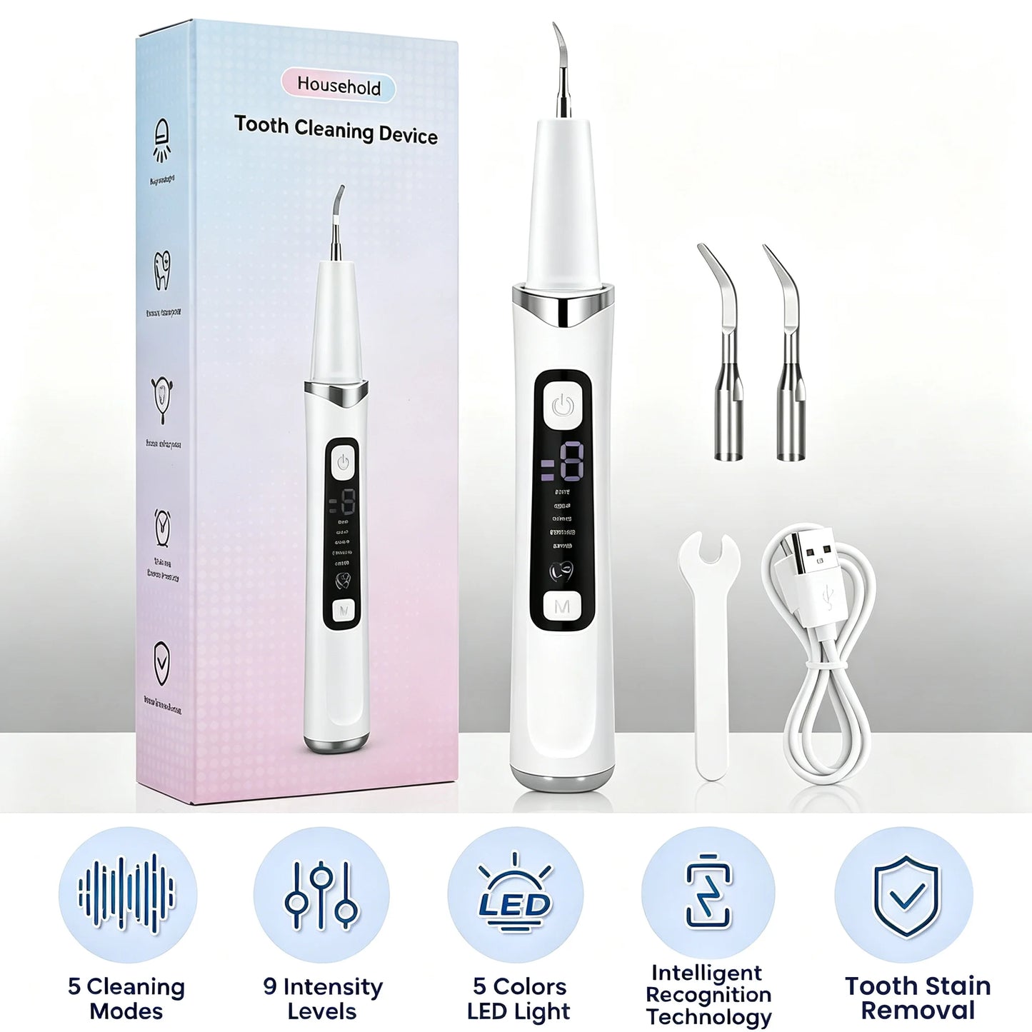 **Ultrasonic Dental Scaler – Electric Tartar, Plaque & Stain Remover**