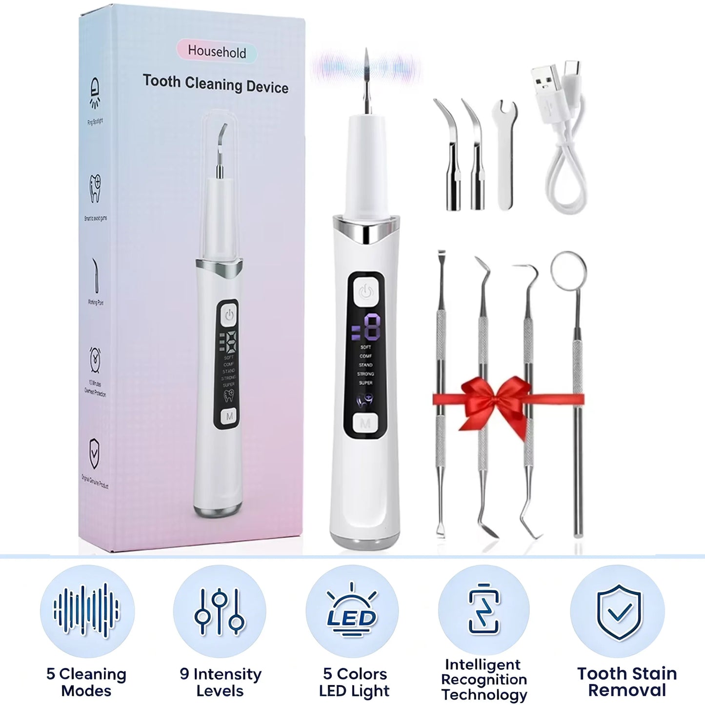 **Ultrasonic Dental Scaler – Electric Tartar, Plaque & Stain Remover**