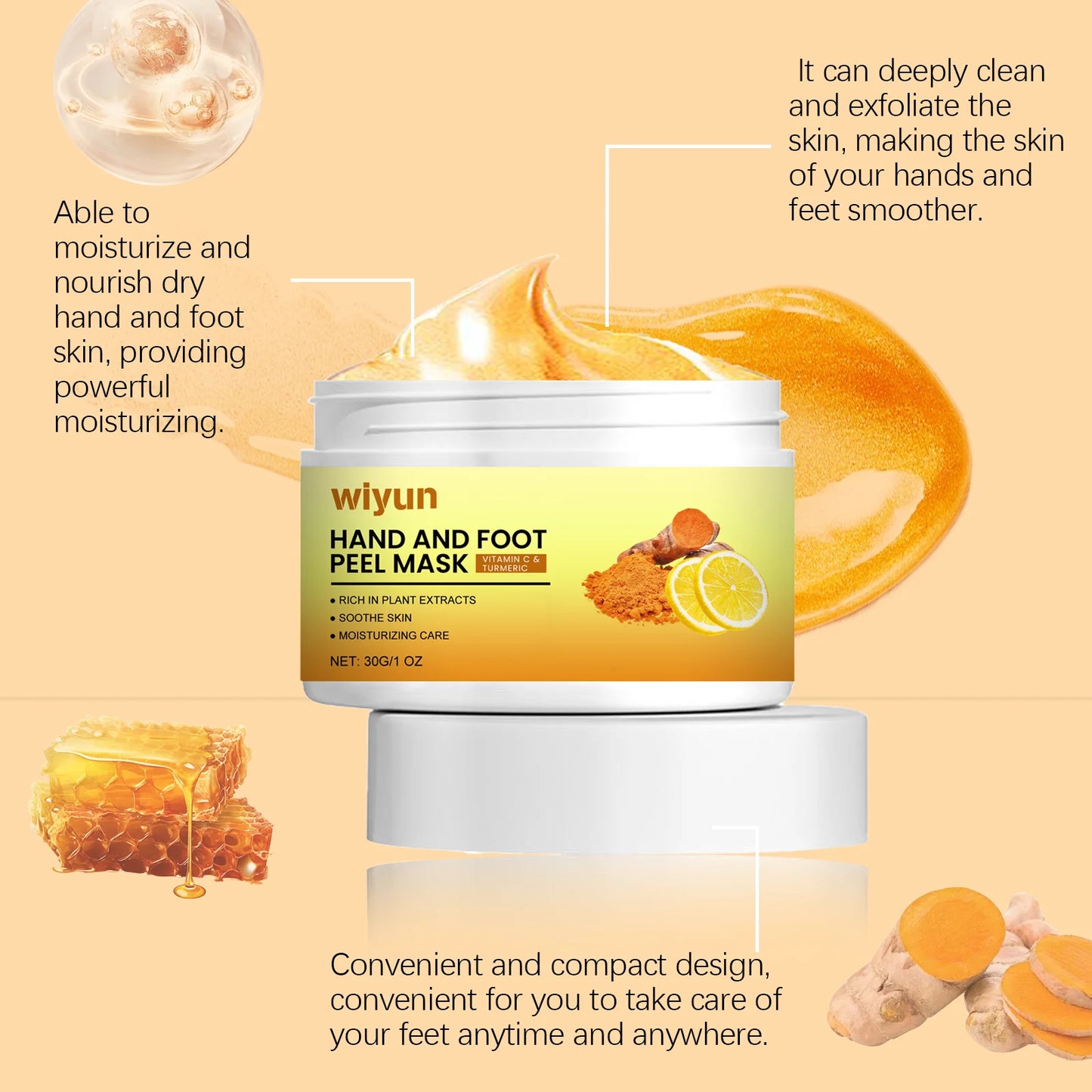 **Vitamin C Turmeric Hand & Foot Peel Mask – Exfoliating & Moisturizing Care**