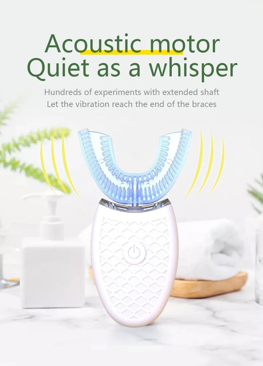 **U-Type Sonic Electric Toothbrush – 360° Automatic Cleaning, USB Rechargeable & Waterproof**