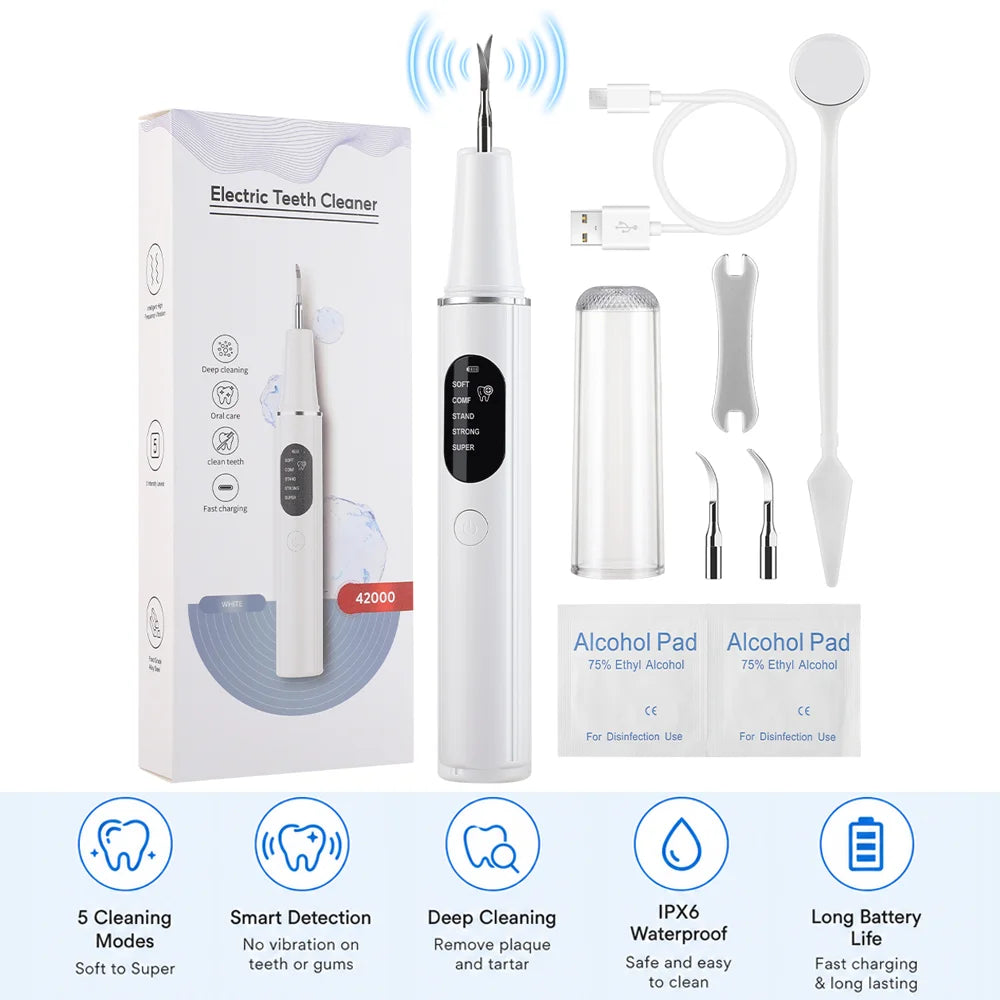 **Ultrasonic Dental Scaler – Electric Tartar, Plaque & Stain Remover**