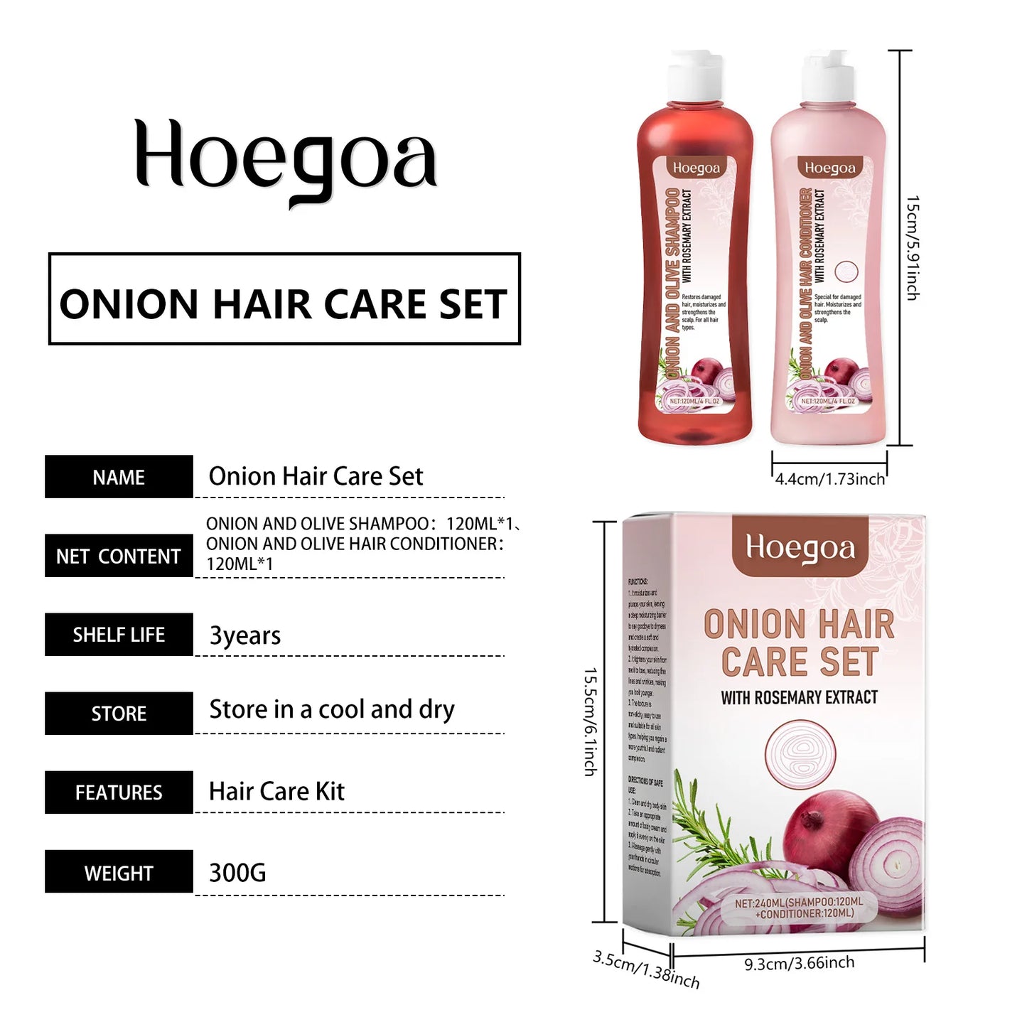 **Rosemary Onion Hair Care Set – Strengthening Shampoo & Conditioner**