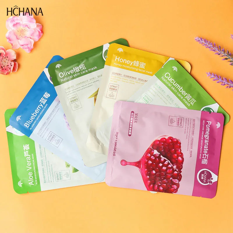 **30PCS Fresh Fruit Facial Masks – Hydrating & Firming Skincare**