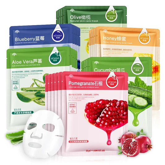 **30PCS Fresh Fruit Facial Masks – Hydrating & Firming Skincare**
