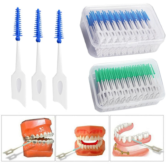 **200PCS Interdental Silicone Brushes – Dental Floss Picks for Deep Oral Cleaning**