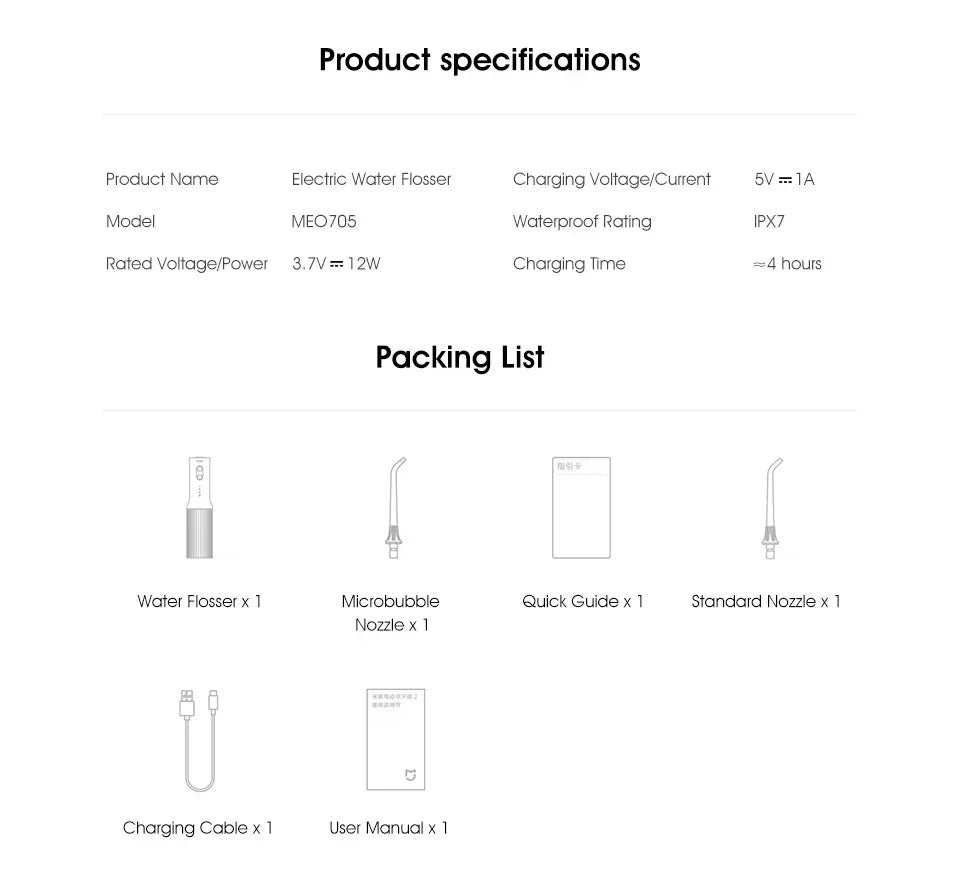 **Xiaomi Mijia Oral Irrigator 2 – Portable Water Flosser, 3 Modes & 2 Nozzles**