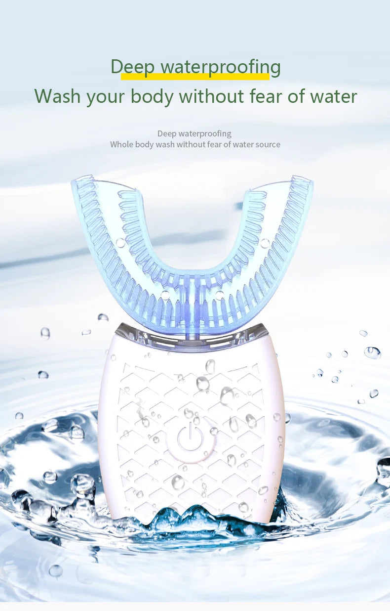 **U-Type Sonic Electric Toothbrush – 360° Automatic Cleaning, USB Rechargeable & Waterproof**
