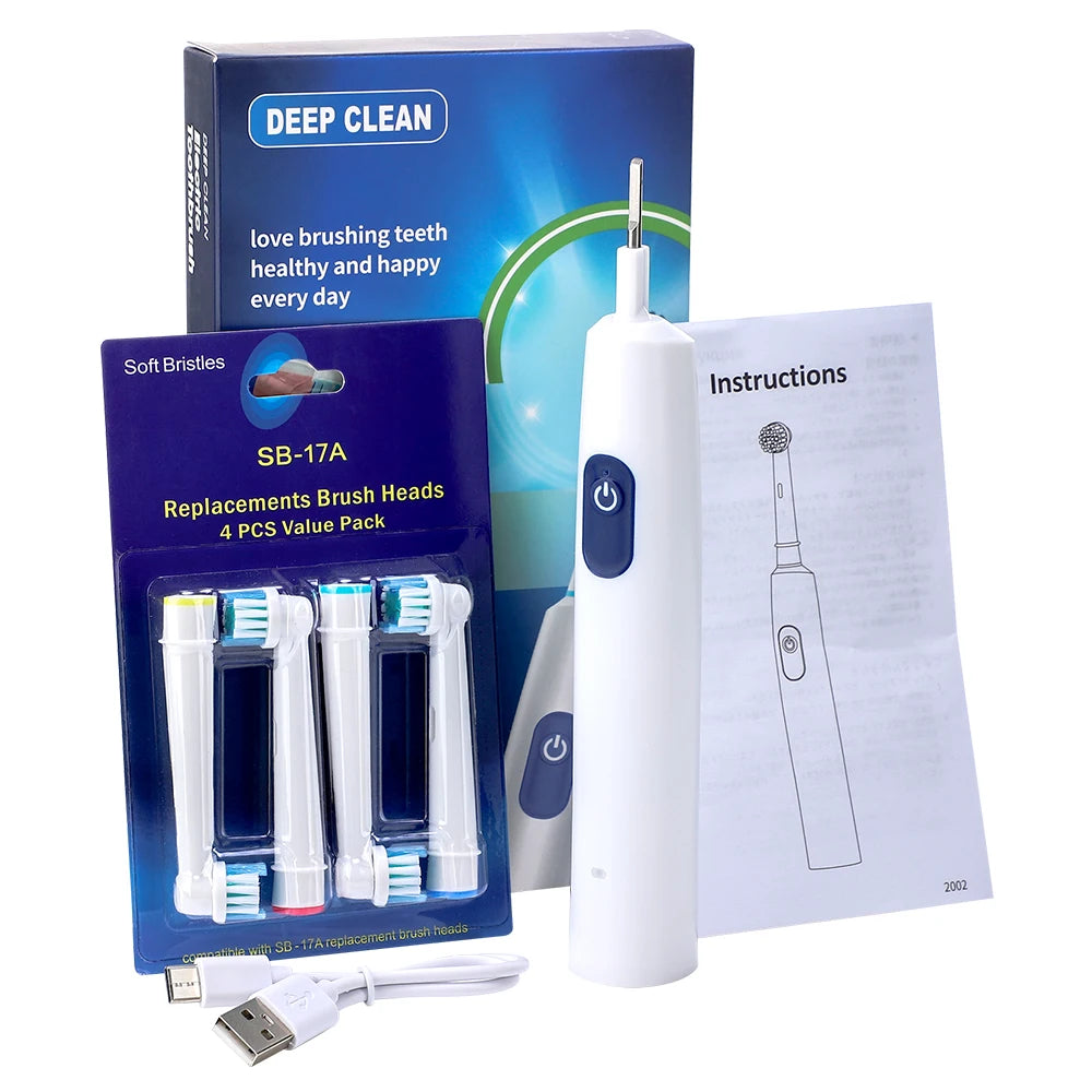 **Smart Rotating Electric Toothbrush – 5 Modes, 4 Brush Heads & Rechargeable Design**