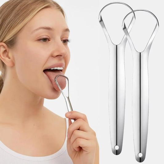 **Stainless Steel Tongue Scraper – Portable Tongue Cleaner for Daily Oral Care**