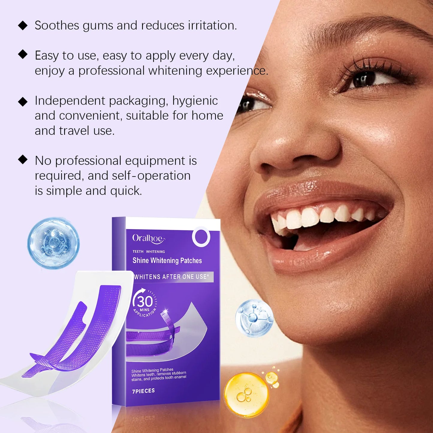 **Purple Teeth Whitening Strips – Stain Removal & Brightening Oral Care**