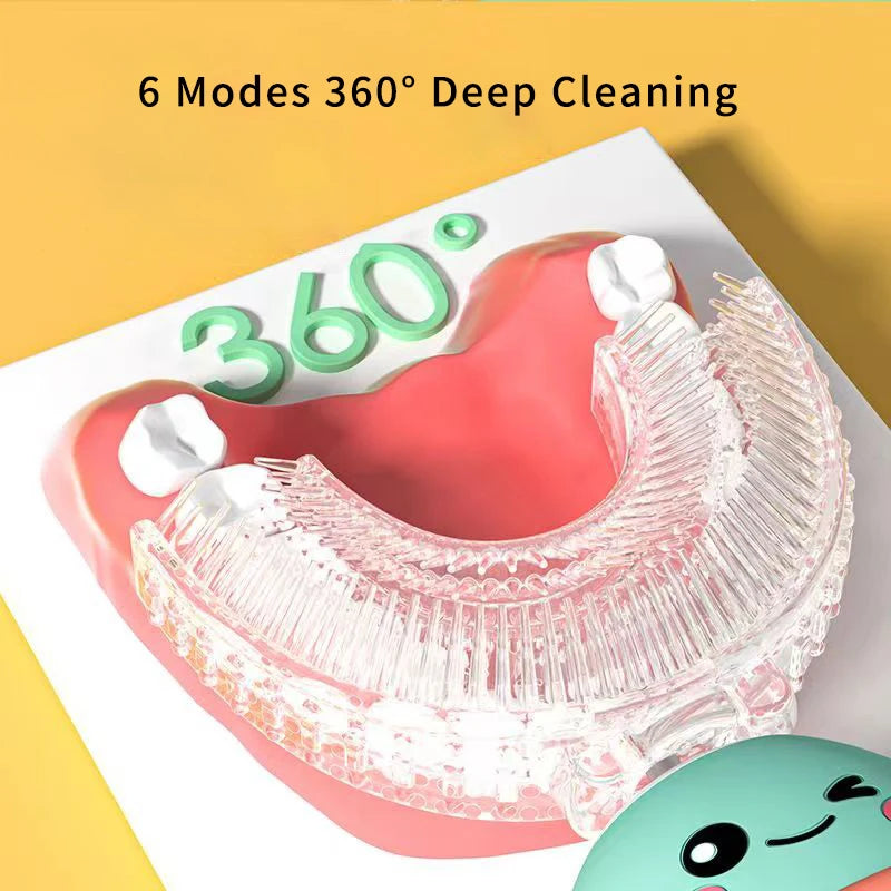 **Kids U-Shaped Sonic Electric Toothbrush – 360° Cleaning, USB Rechargeable & IPX7 Waterproof**