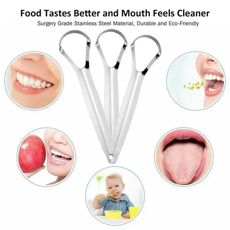 **Stainless Steel Tongue Scraper – Portable Tongue Cleaner for Daily Oral Care**