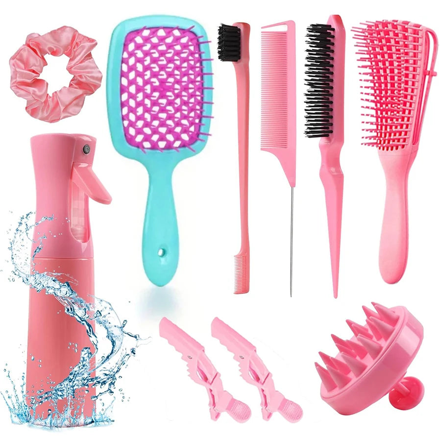 **11PCS Hair Brush Set – Detangling, Scalp Massage & Styling Kit**