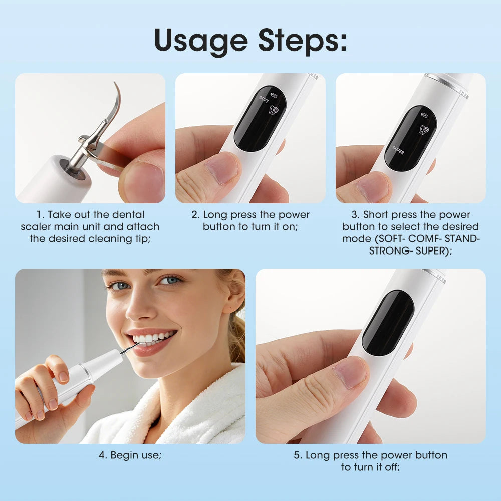 **Ultrasonic Dental Scaler – Electric Tartar, Plaque & Stain Remover**