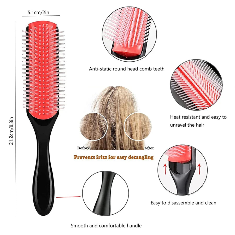 **11PCS Hair Brush Set – Detangling, Scalp Massage & Styling Kit**