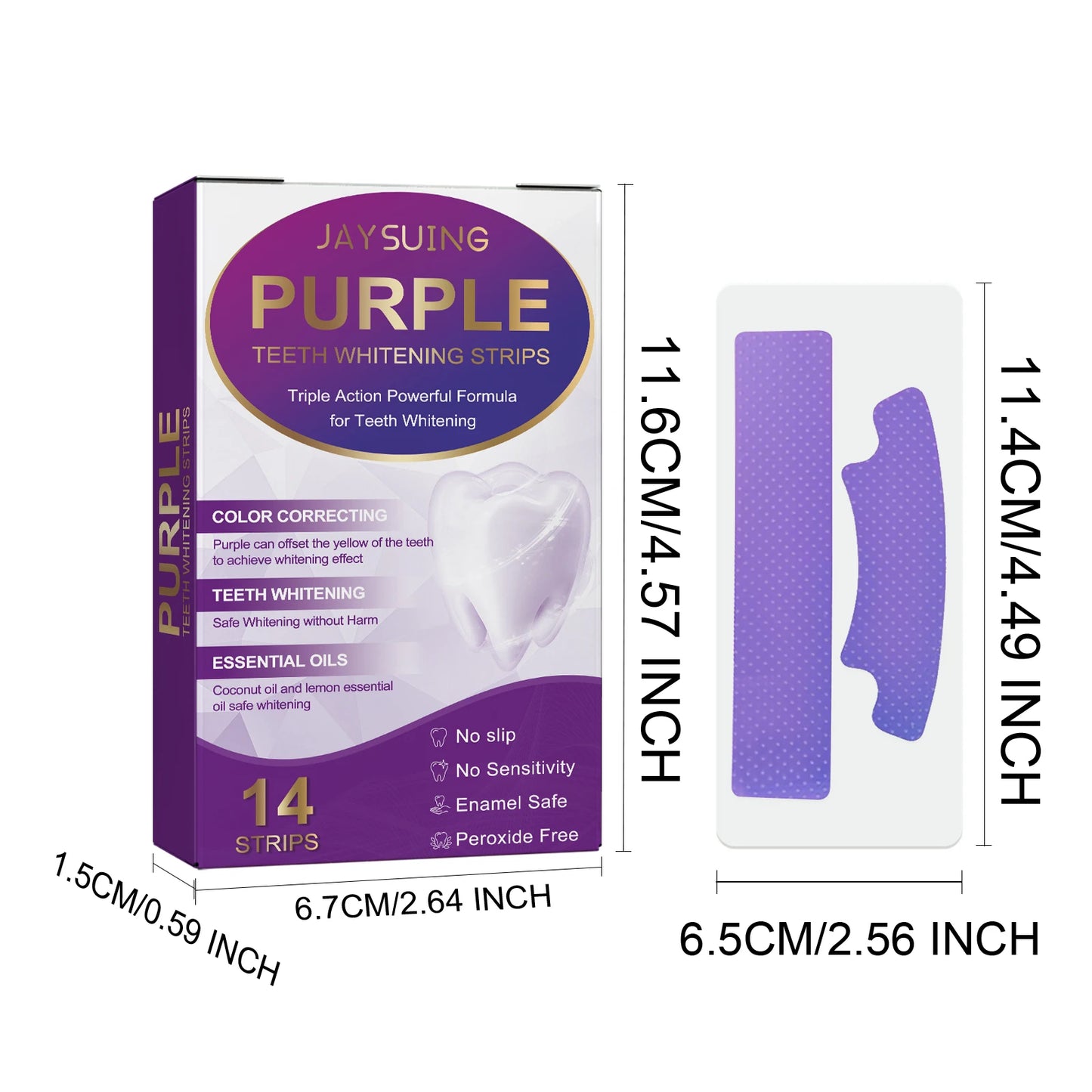 **14PCS Purple Teeth Whitening Strips – Dental Whitening & Brightening Oral Care**