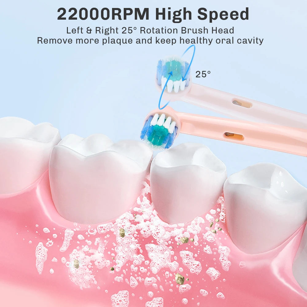 **Smart Rotating Electric Toothbrush – 5 Modes, 4 Brush Heads & Rechargeable Design**