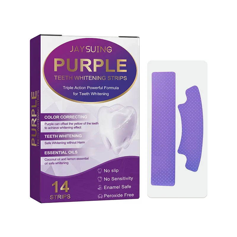 **14PCS Purple Teeth Whitening Strips – Dental Whitening & Brightening Oral Care**