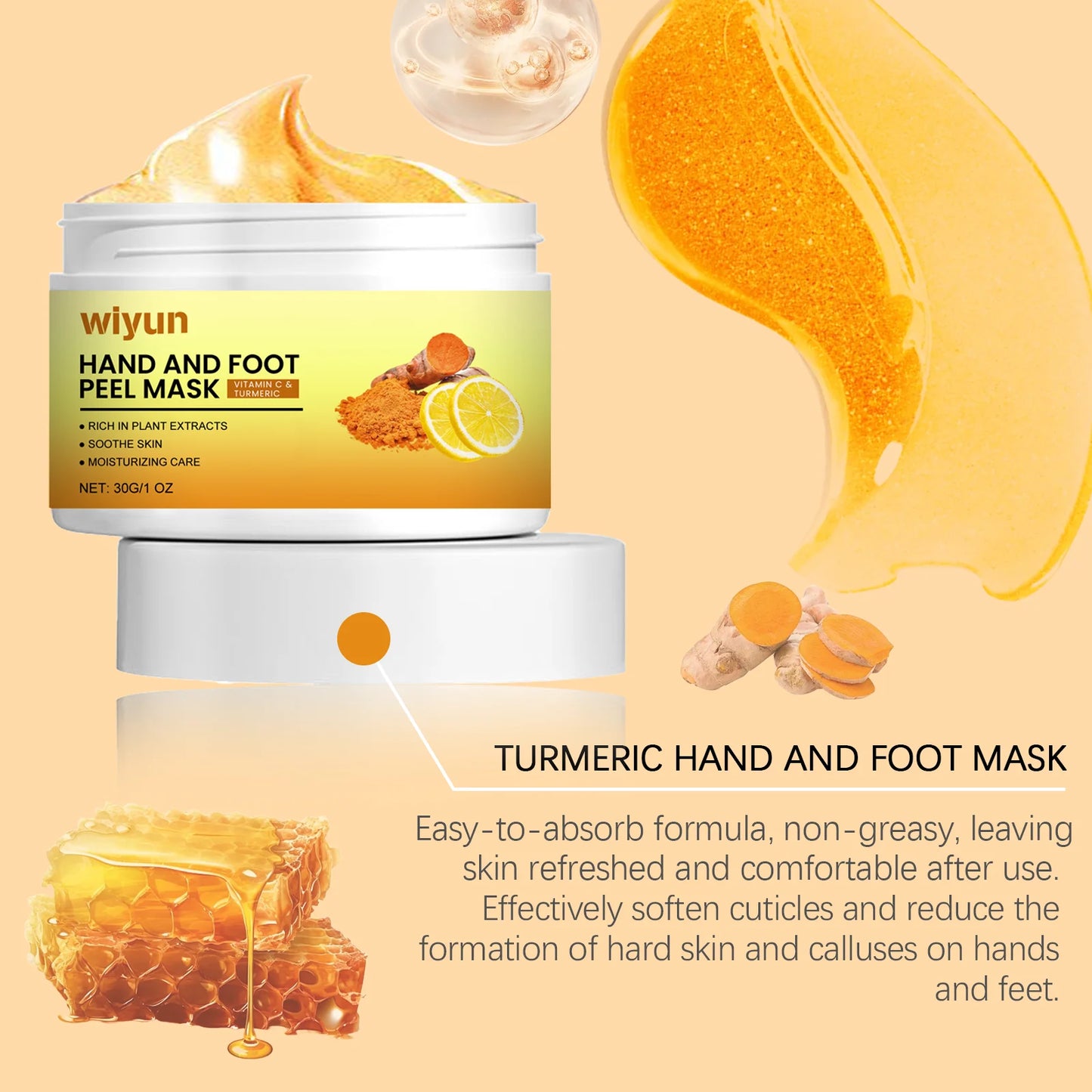 **Vitamin C Turmeric Hand & Foot Peel Mask – Exfoliating & Moisturizing Care**