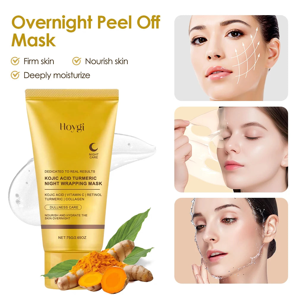 **Collagen Peel-Off Face Mask – Kojic Acid & Turmeric Overnight Glow Treatment**