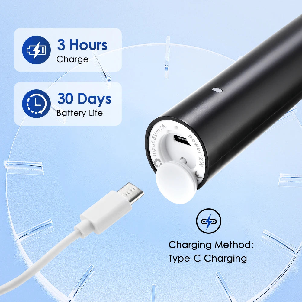 **Smart Rotating Electric Toothbrush – 5 Modes, 4 Brush Heads & Rechargeable Design**