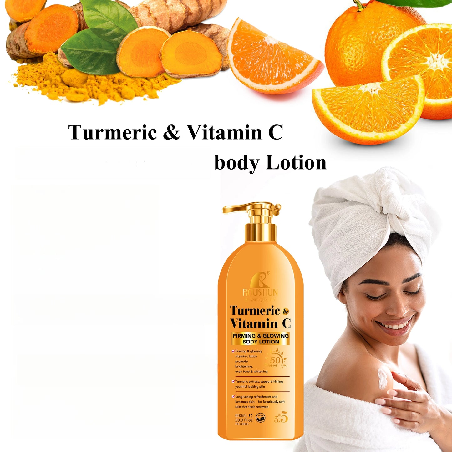 **Turmeric Vitamin C SPF 50 Body Lotion – Moisturizing Sunscreen**