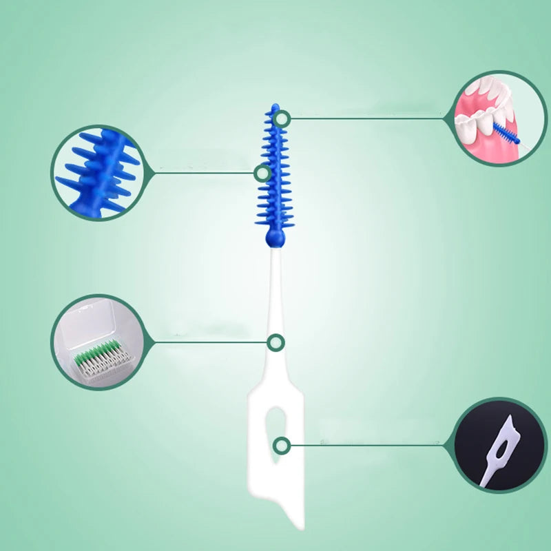 **200PCS Interdental Silicone Brushes – Dental Floss Picks for Deep Oral Cleaning**