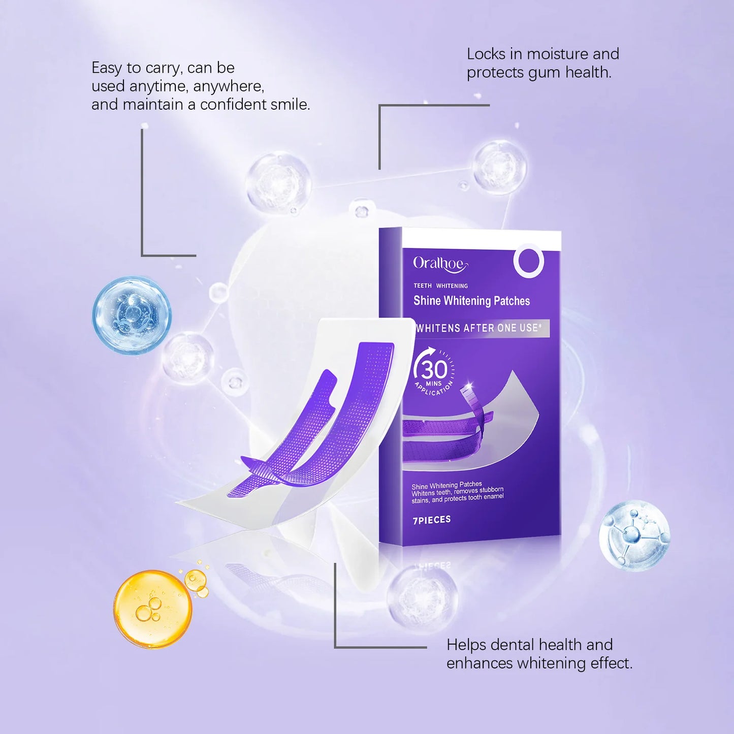 **Purple Teeth Whitening Strips – Stain Removal & Brightening Oral Care**