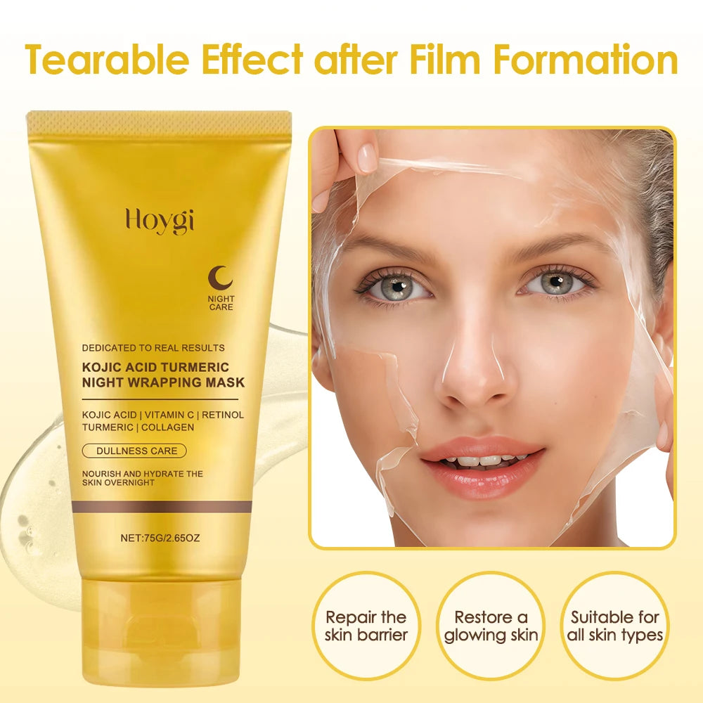 **Collagen Peel-Off Face Mask – Kojic Acid & Turmeric Overnight Glow Treatment**