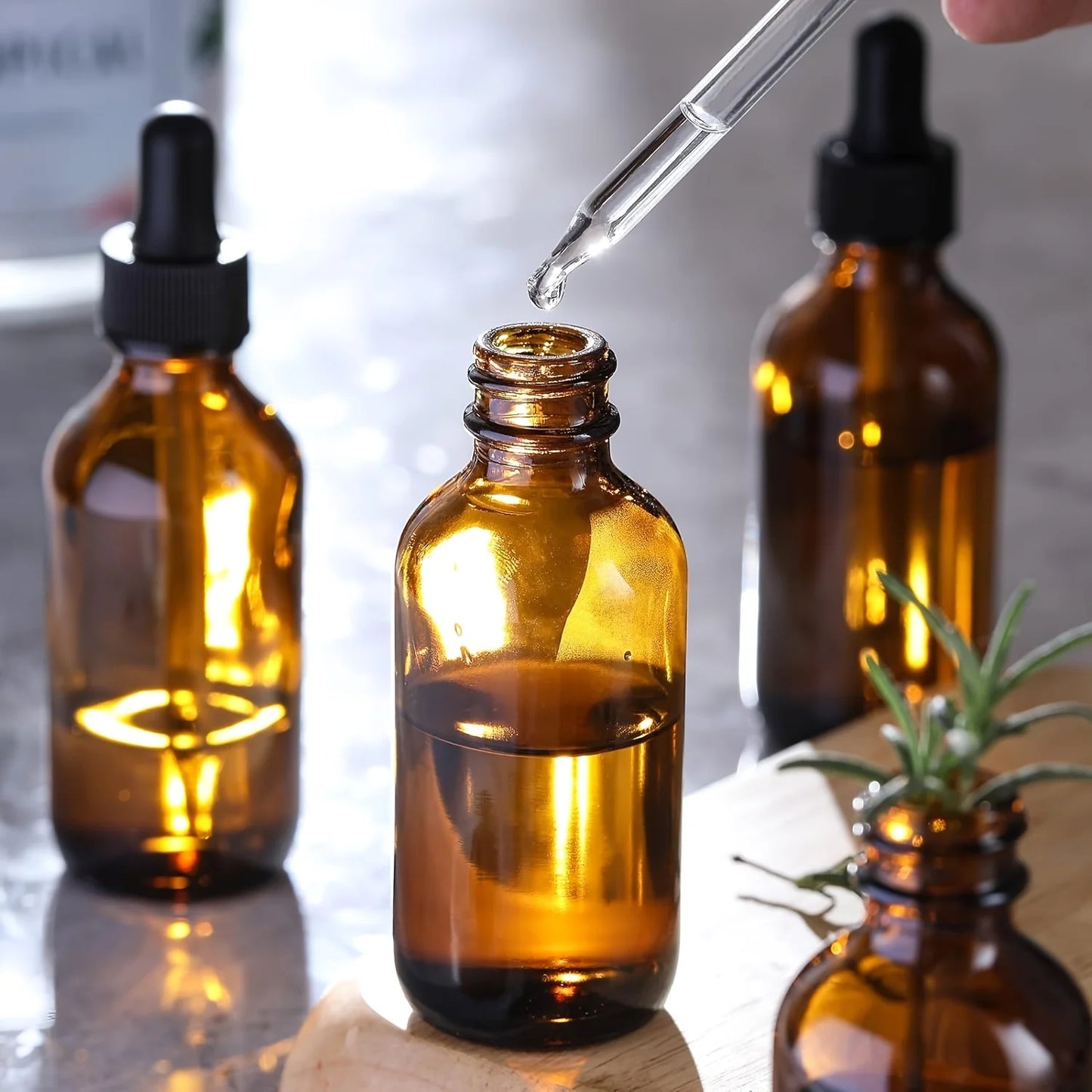 **12PCS Refillable Amber Glass Dropper Bottles – Essential Oil & Liquid Storage**