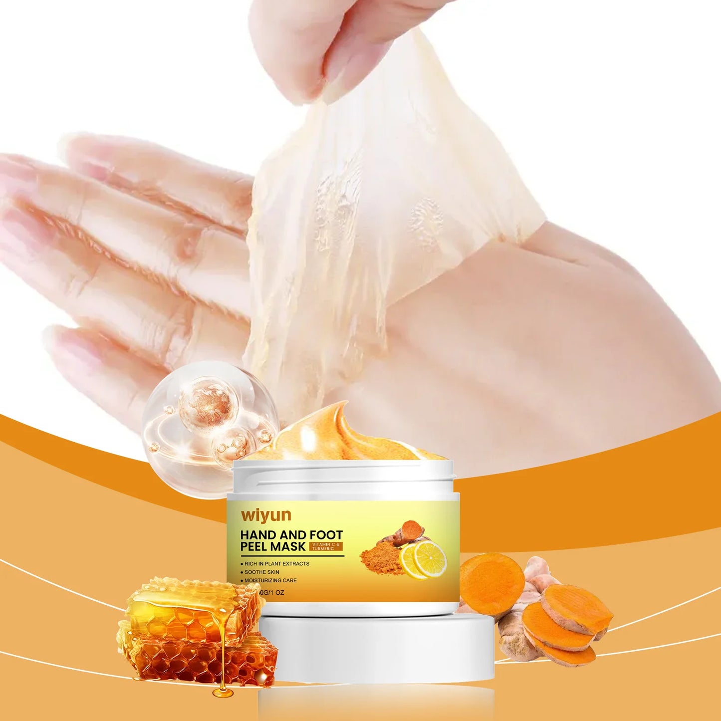 **Vitamin C Turmeric Hand & Foot Peel Mask – Exfoliating & Moisturizing Care**