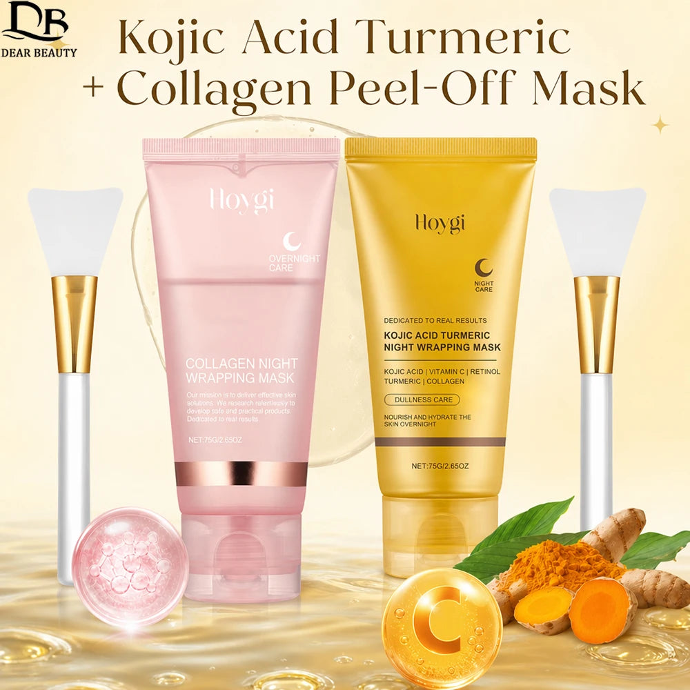 **Collagen Peel-Off Face Mask – Kojic Acid & Turmeric Overnight Glow Treatment**