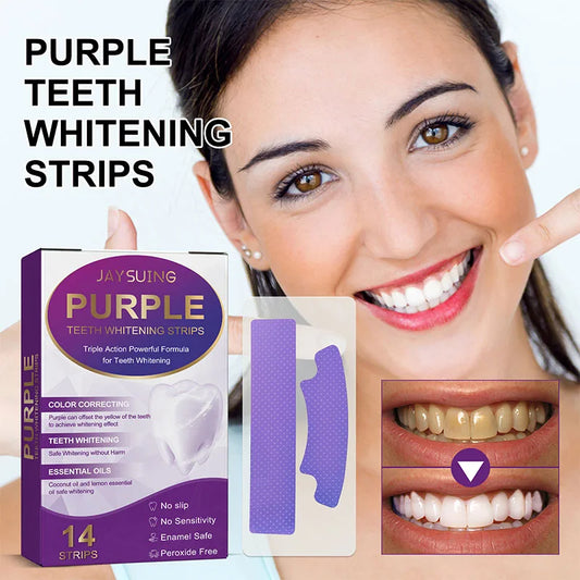 **14PCS Purple Teeth Whitening Strips – Dental Whitening & Brightening Oral Care**