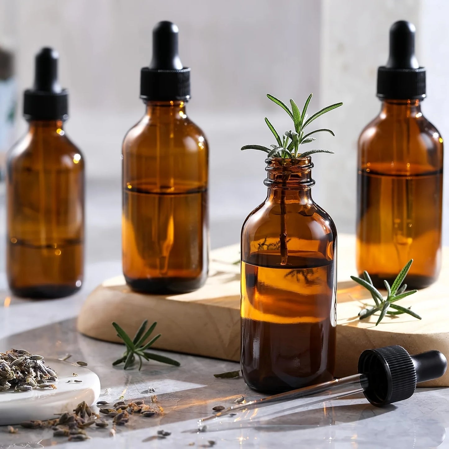 **12PCS Refillable Amber Glass Dropper Bottles – Essential Oil & Liquid Storage**