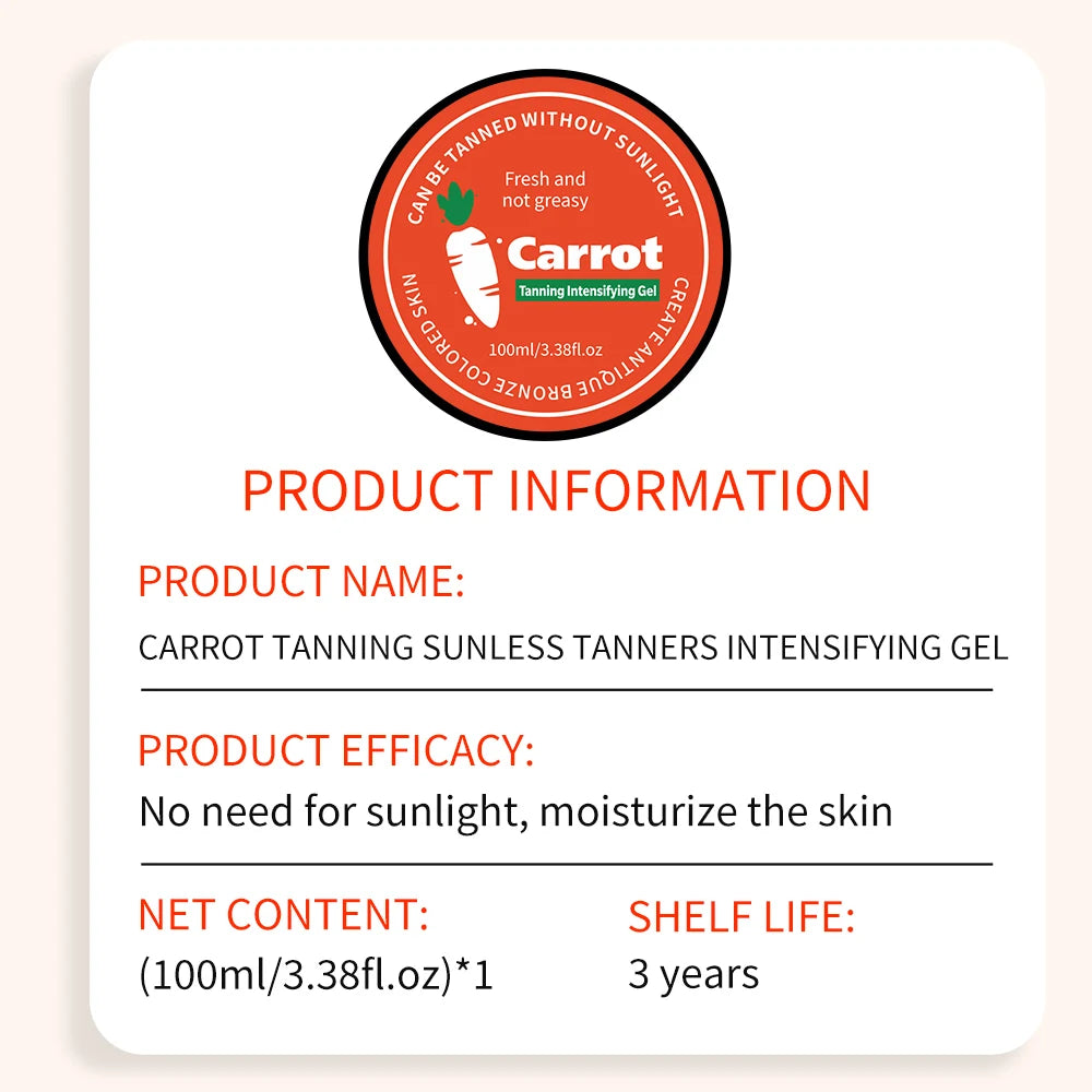 **100ml Carrot Tanning Gel – Quick-Dry Moisturizing Bronze for Face & Body**