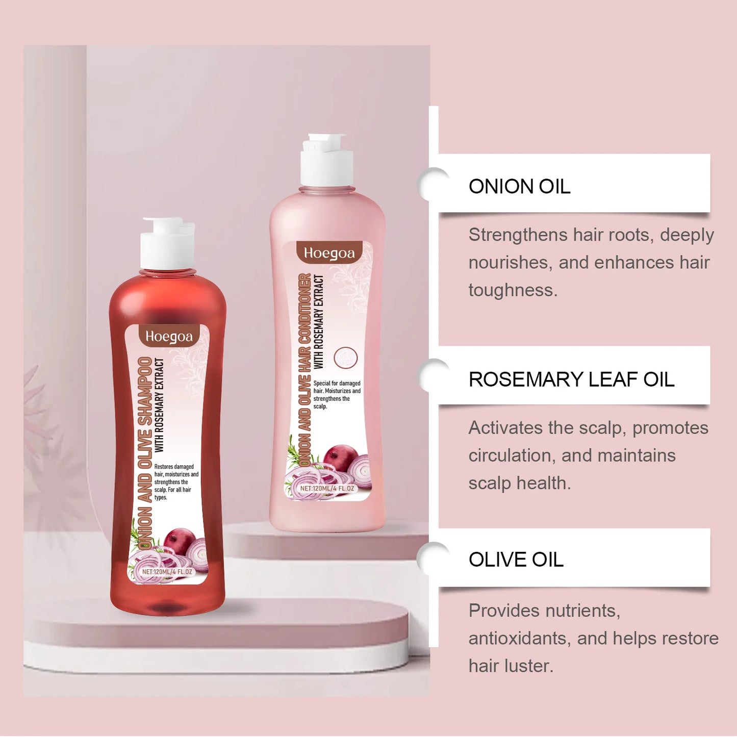 **Rosemary Onion Hair Care Set – Strengthening Shampoo & Conditioner**