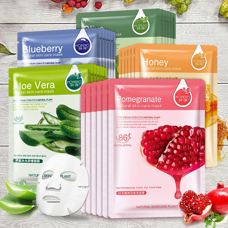 **30PCS Fresh Fruit Facial Masks – Hydrating & Firming Skincare**