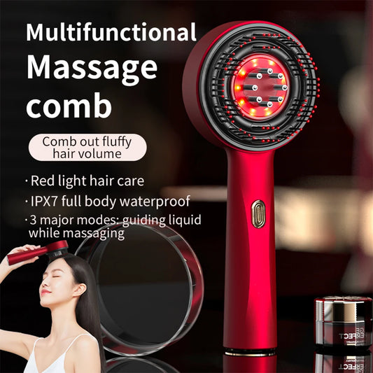 **Electric Scalp Massage Comb – Red Light Hair Care & Oil Applicator**